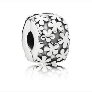 Pandora Authentic sterling silver flower burst clip charm